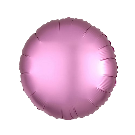 Runder Folienballon in Flamingo-rosa, matt, 43 cm groß.