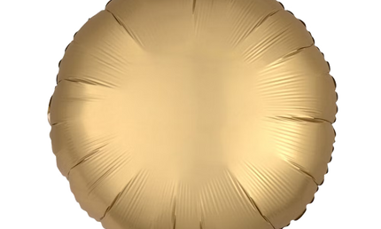 Goldener runder Folienballon mit metallisch mattem Glanz, 43 cm groß.