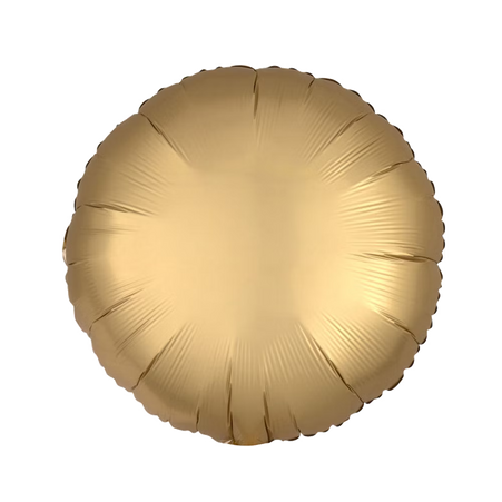 Goldener runder Folienballon mit metallisch mattem Glanz, 43 cm groß.