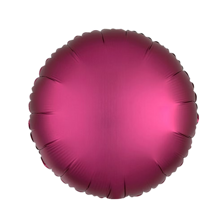 runder Folienballon, in mattem finish, 43 cm, in kräftiger Granatapfel Farbe.