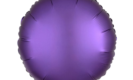 Produktfoto eines runden Folienballon in sattem Lila, mit mattem finish, 43 cm gross.