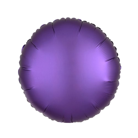 Produktfoto eines runden Folienballon in sattem Lila, mit mattem finish, 43 cm gross.
