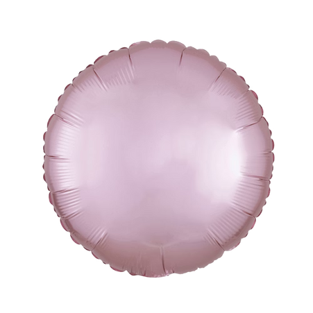 Produktfoto eines runden Folienballons, in mattem finish, 43 cm, in zartem Pastell-Pink.