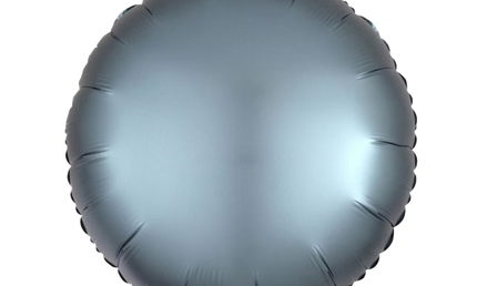 Runder 43 cm Folienballon, mit mattem metallischen Glanz, in stahlblau.