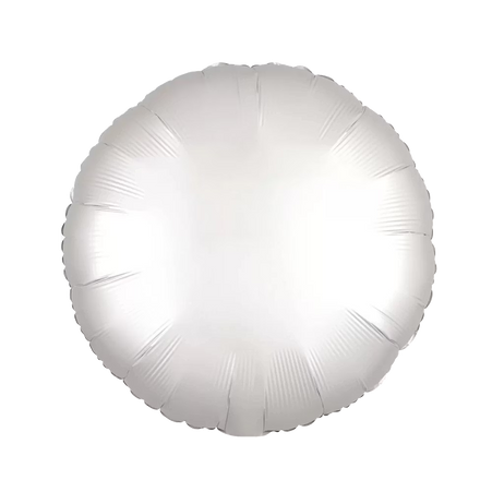 Runder weißer Folienballon, matt, 43 cm groß.
