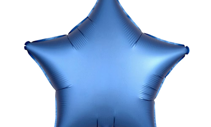 Sternförmiger Folienballon, in mattem finish, 43 cm groß, in azurblau.