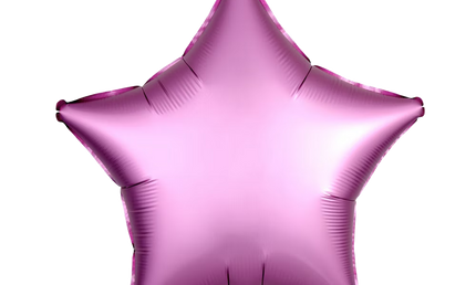 Flamingo-rosa Folienballon in Sternform, matt, 43 cm groß.