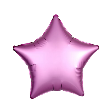 Flamingo-rosa Folienballon in Sternform, matt, 43 cm groß.