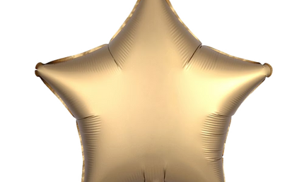 Goldener sternförmiger Folienballon mit metallisch mattem Glanz, 43 cm groß.