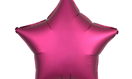 Sternförmiger Folienballon, in mattem finish, 43 cm, in kräftiger Granatapfel Farbe.