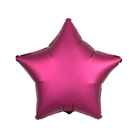 Sternförmiger Folienballon, in mattem finish, 43 cm, in kräftiger Granatapfel Farbe.