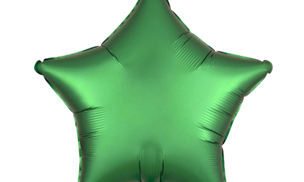 Sternförmiger Folienballon, in sattem grün, mattes Finish, 43 cm gross.