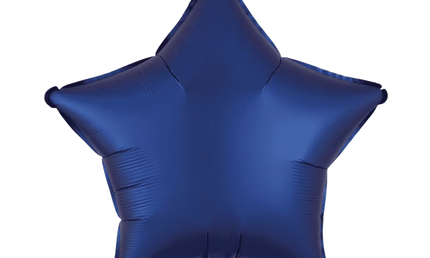 Sternförmiger Folienballon in Navy-Blau, in mattem metallischem Glanz, 43 cm - Produktfoto.