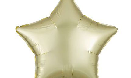 Sternförmiger Folienballon, in mattem finish, 43 cm gross, in zartem Pastell-Gelb.