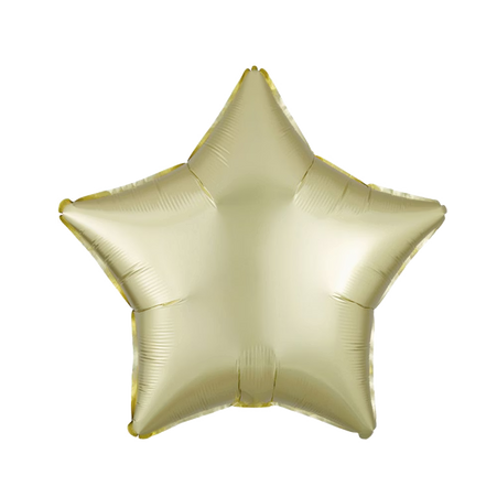 Sternförmiger Folienballon, in mattem finish, 43 cm gross, in zartem Pastell-Gelb.