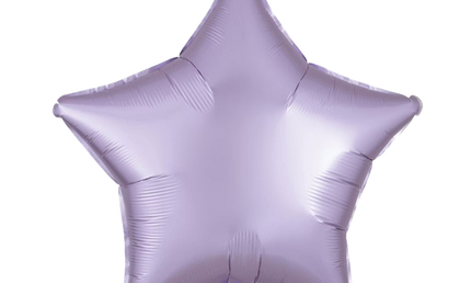 Sternförmiger Folienballon, in mattem finish, 43 cm gross, in zartem Pastell-Lila.