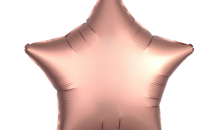 Roségoldener Ballon aus Folie in Sternform, 43 cm gross – Produktfoto.
