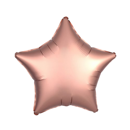 Roségoldener Ballon aus Folie in Sternform, 43 cm gross – Produktfoto.