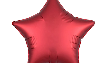 Roter Luftballon aus Folie, 43 cm, mattes finish, in Sternform – Produktfoto.