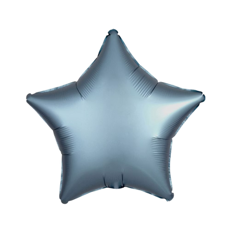 Sternförmiger Folienballon, mit mattem metallischen Glanz, 43 cm, in stahlblau.