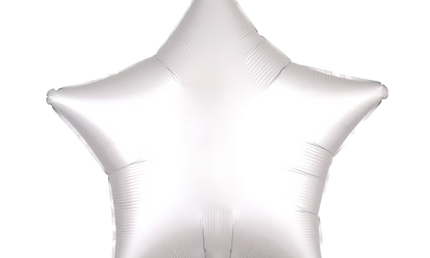 Sternförmiger weißer Herzballon, Folienballon, matt, 43 cm groß.
