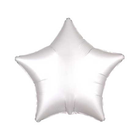 Sternförmiger weißer Herzballon, Folienballon, matt, 43 cm groß.