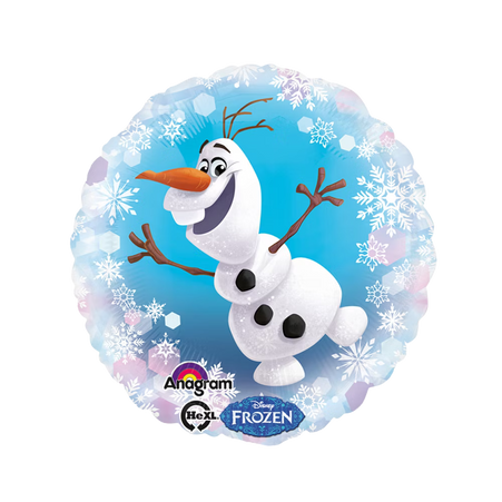 Disney Frozen Folienballon mit Olaf, rundes Design mit Schneeflocken, ideal für Kindergeburtstag oder Winterparty