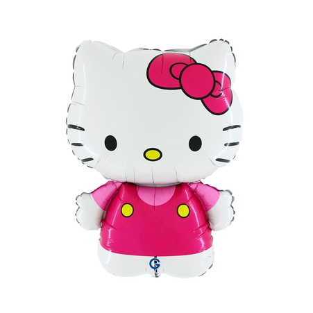 Grabo Hello Kitty Folienballon Figur in Rosa als Katze für Kindergeburtstag und Party Deko
