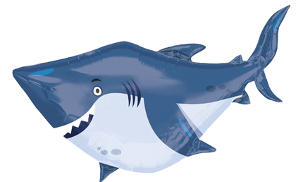 Hai Folienballon in Blau als großer Shark Ballon für Kindergeburtstag und Unterwasser Party