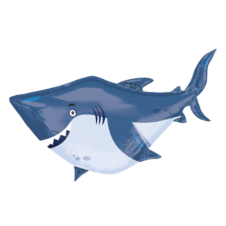 Hai Folienballon in Blau als großer Shark Ballon für Kindergeburtstag und Unterwasser Party