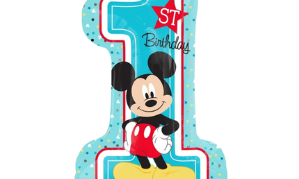 Mickey Mouse Folienballon Zahl 1 blau erster Geburtstag Kinderparty Dekoration