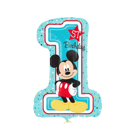 Mickey Mouse Folienballon Zahl 1 blau erster Geburtstag Kinderparty Dekoration
