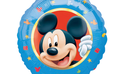 Disney Mickey Mouse Folienballon rund, blaues Design mit Mickey Gesicht, ideal für Kindergeburtstag und Partydeko