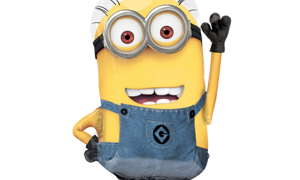 Minions Figur Kevin Folienballon gelber Comic Charakter mit Brille Overall heliumgeeignet Kindergeburtstag
