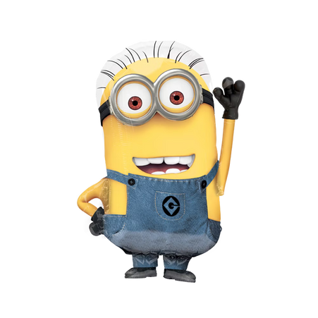Minions Figur Kevin Folienballon gelber Comic Charakter mit Brille Overall heliumgeeignet Kindergeburtstag

