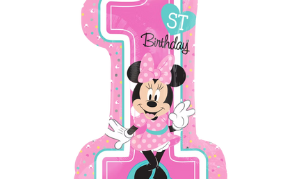 Minnie Mouse Folienballon Zahl 1 rosa erster Geburtstag Mädchen Party Dekoration