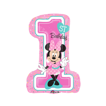 Minnie Mouse Folienballon Zahl 1 rosa erster Geburtstag Mädchen Party Dekoration