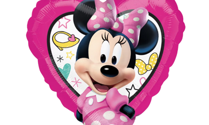 Minnie Mouse Folienballon in Herzform rosa mit Schleife, süße Disney Deko für Kindergeburtstag