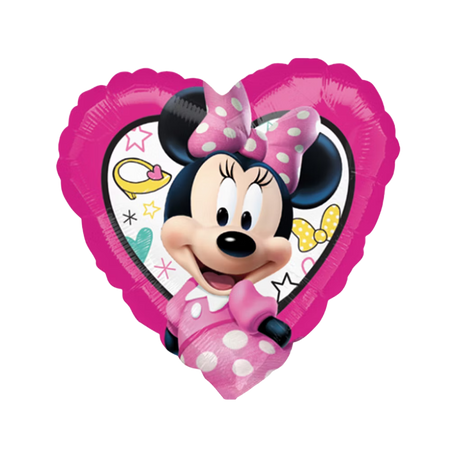 Minnie Mouse Folienballon in Herzform rosa mit Schleife, süße Disney Deko für Kindergeburtstag