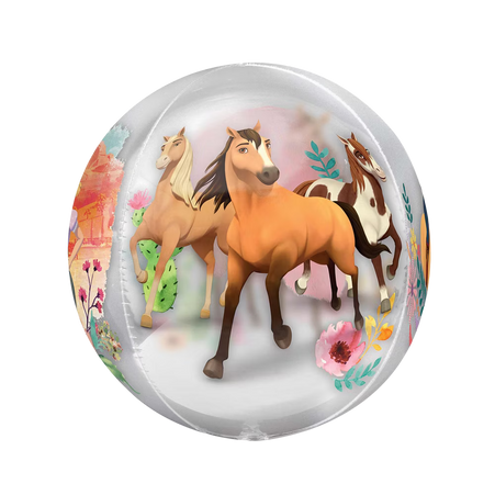Orbz Folienballon 40 cm Spirit mit Pferde Motiv – galoppierende Pferde in Naturkulisse, transparenter Ballon für Kindergeburtstag und Party Deko
