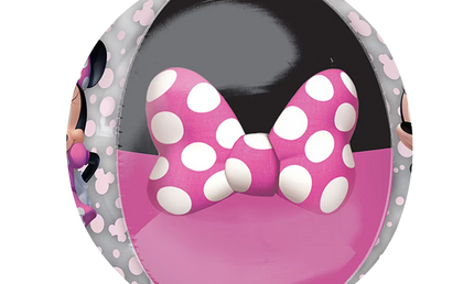 Orbz Folienballon 40cm Detail Minnie Maus Schleife rosa mit weißen Punkten, Disney Party Deko Mädchen Geburtstag