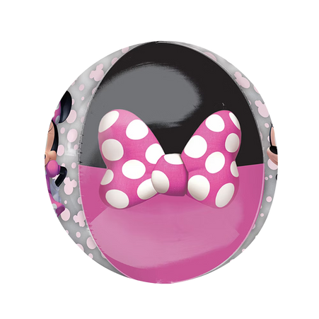 Orbz Folienballon 40cm Detail Minnie Maus Schleife rosa mit weißen Punkten, Disney Party Deko Mädchen Geburtstag