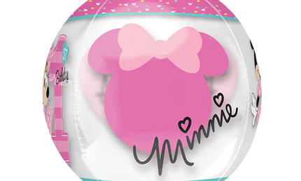 Orbz Folienballon 40cm mit Minnie Silhouette in Pink, Teil des 4-seitigen Geburtstagsdesigns