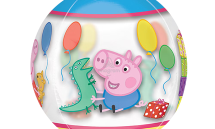 Orbz Folienballon 40cm transparent mit Peppa Pig, Dinosaurier Spielzeug und Ballons, Kindergeburtstag