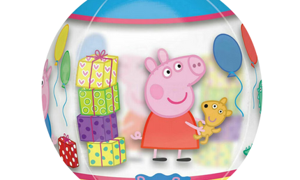 Orbz Folienballon 40cm transparent mit Peppa Pig Motiv, bunten Luftballons und Geschenk, Party Deko
