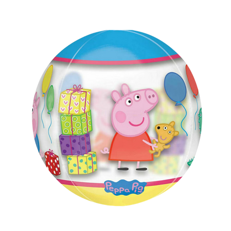 Orbz Folienballon 40cm transparent mit Peppa Pig Motiv, bunten Luftballons und Geschenk, Party Deko