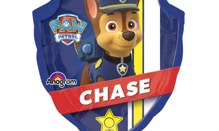 Zweiseitiger Paw Patrol Folienballon von Anagram Hauptmotiv mit Chase im Polizei-Design für Kindergeburtstag Deko