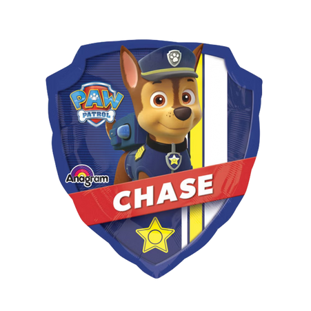 Zweiseitiger Paw Patrol Folienballon von Anagram Hauptmotiv mit Chase im Polizei-Design für Kindergeburtstag Deko