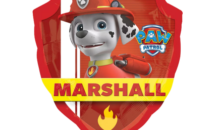 Zweiseitiger Paw Patrol Folienballon von Anagram mit Marshall im Feuerwehr-Design für Kindergeburtstag Deko