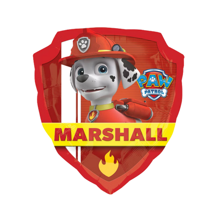 Zweiseitiger Paw Patrol Folienballon von Anagram mit Marshall im Feuerwehr-Design für Kindergeburtstag Deko